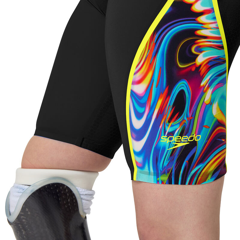 Womens Fastskin LZR Pure Intent 2.0 Closedback Kneeskin, Black/Molten Blur/Hyper Yellow, hi-res image number 6