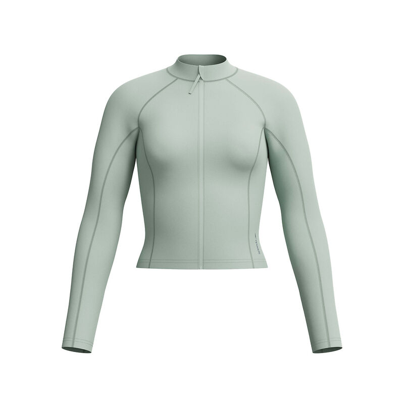 Womens Long Sleeve Solid Zip Rash Guard, Light Green, hi-res image number 6