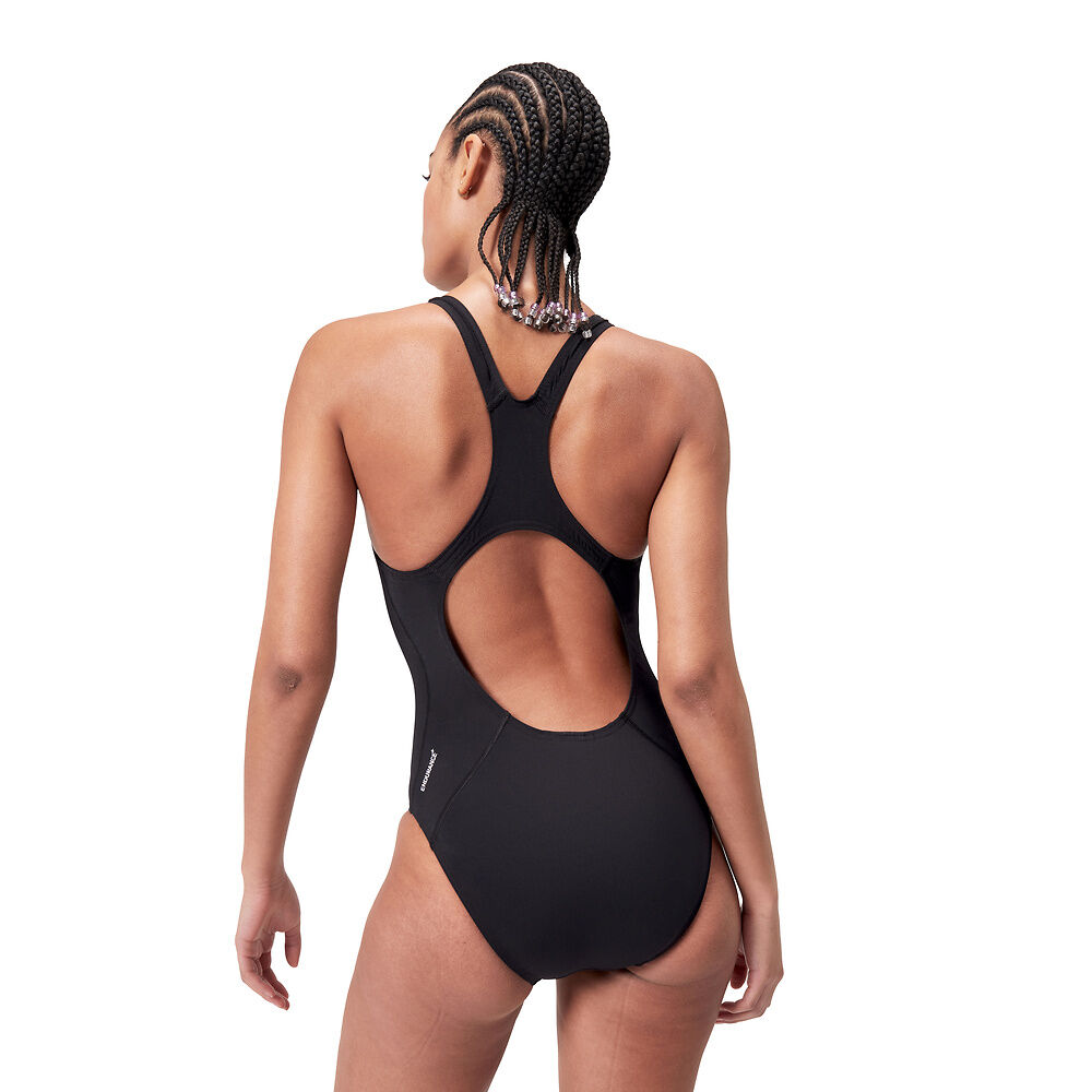 Womens Endurance+ Medalist Black One Piece Swimsuits Speedo