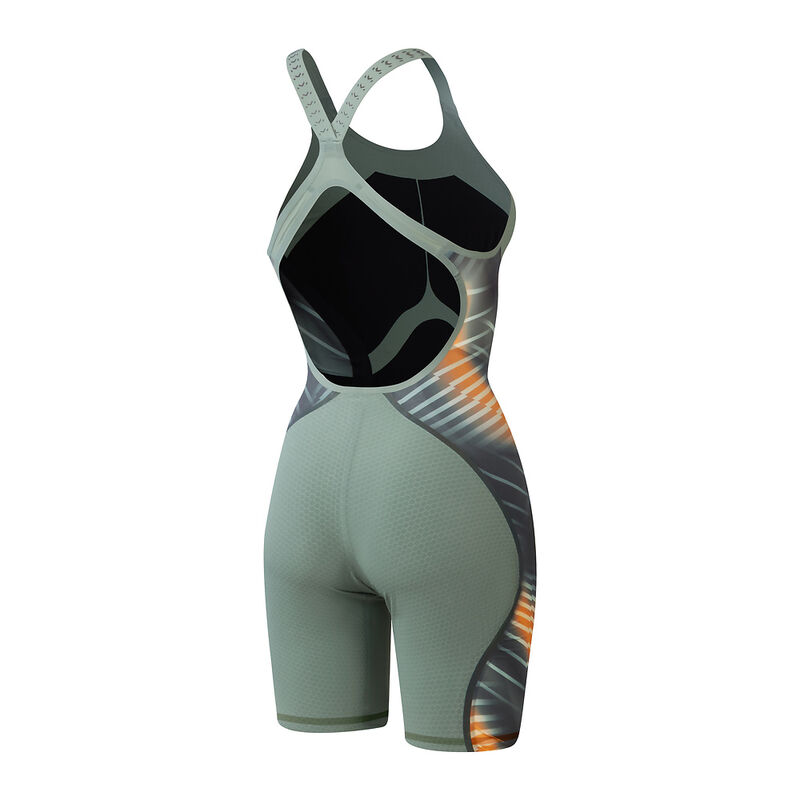 Womens Fastskin LZR Pure Intent 2.0 Openback Kneeskin, Country Green/Nectarine/Iridescent, hi-res image number 8