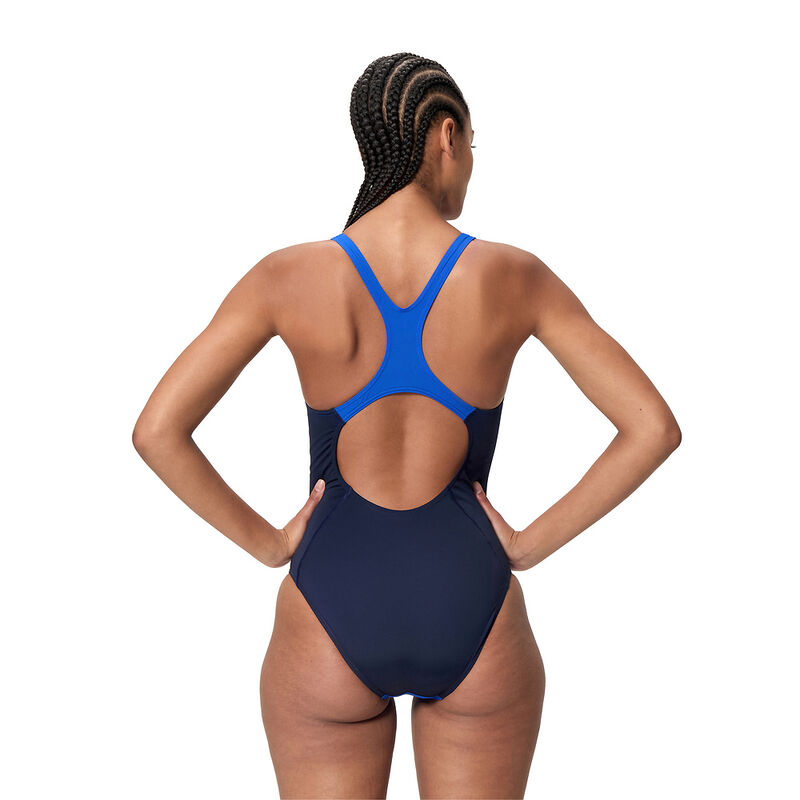 Womens Solid Splice Medalist One Piece, Deep Sapphire/Peacoat, hi-res image number 3