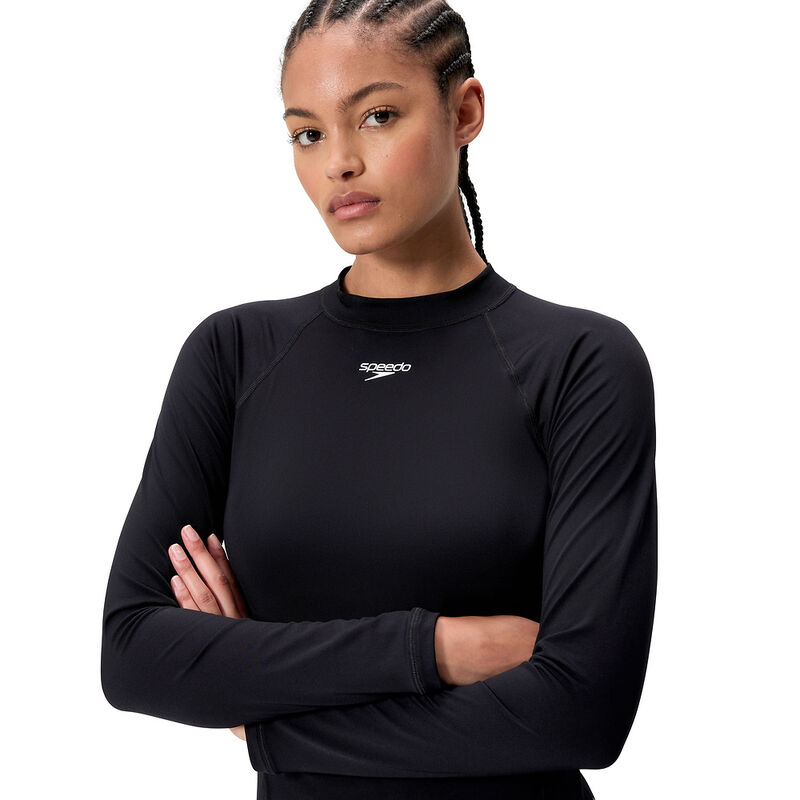 Womens Classic Logo Long Sleeve Rash Top, Anthracite, hi-res image number 5