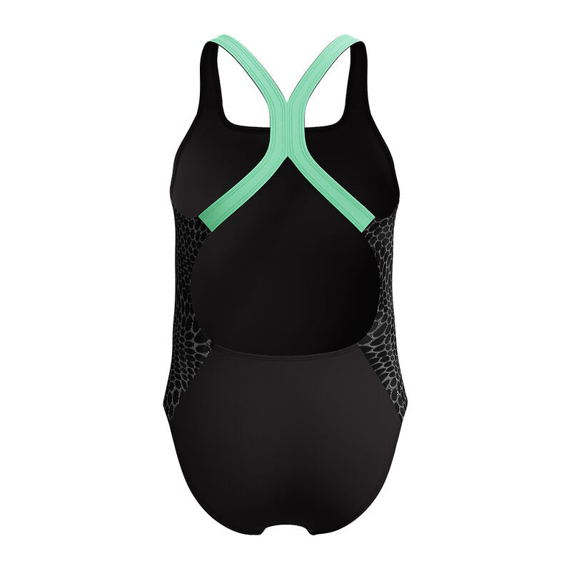 Junior Girls Digital Allover Powerback One Piece, Alfalfa Green, hi-res image number 3