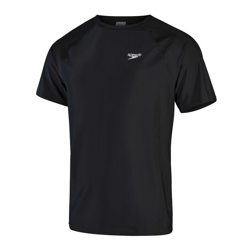 Mens Essential Short Sleeve Swim Tee, Black, hi-res image number 7