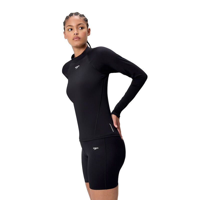 Womens Classic Logo Long Sleeve Rash Top, Anthracite, hi-res image number 3