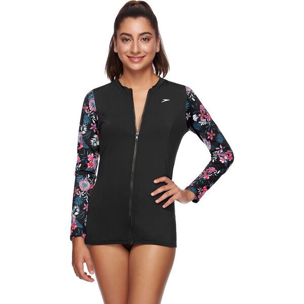 WOMENS SP ECO FABRIC ZIP UP LONG SLEEVE RASHIE RASHIES & SUN TOPS