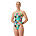 Womens Printed V-Back 2.0 One Piece, Tropicana- Black, swatch