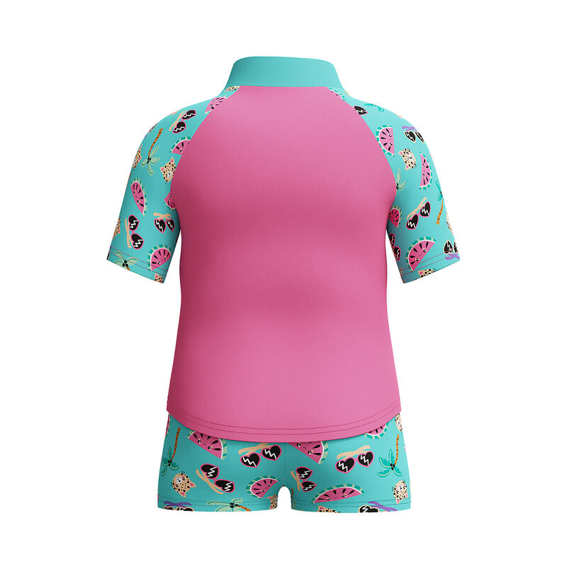Toddler Girl Digital Short Sleeve Rash Top Set, Neon Bubblegum, hi-res image number 3