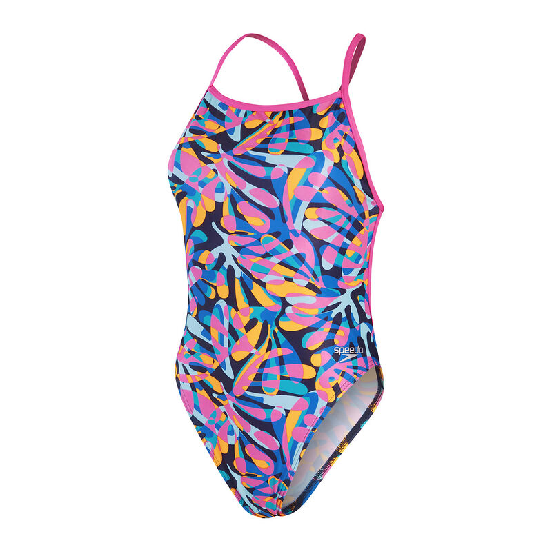 Womens Allover Digital V-Back One Piece, Peacoat/True Cobalt/Mystic/Marine Blue/Candy Vibe/Mango, hi-res image number 7
