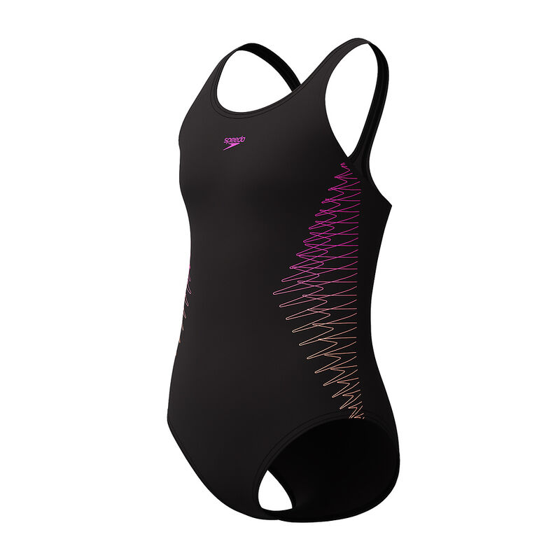 Junior Girls Placement Muscleback One Piece, Bright Peach, hi-res image number 4
