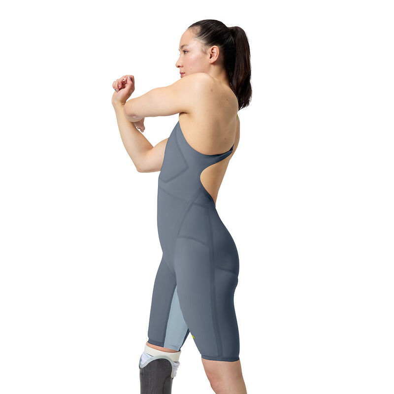 Womens Fastskin LZR Pure Valor 2.0 Openback Kneeskin, Grey Lead/Acadia Blue, hi-res image number 3