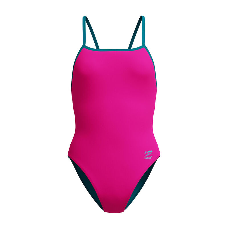 Solid Tri Back One Piece, Punchy Pink, hi-res image number 6