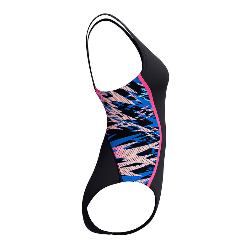 Womens Printed Splice Muscleback One Piece, Anthracite/Margarita Pink, hi-res image number 8
