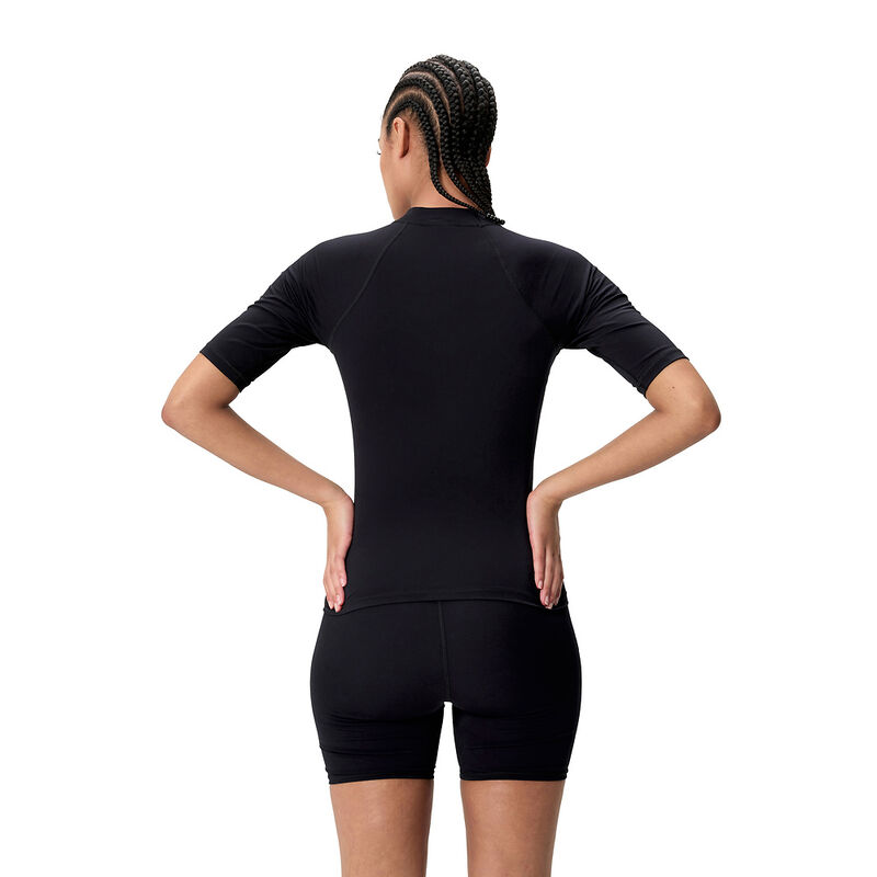 Womens Clasic Logo Short Sleeve Rash Top, Anthracite, hi-res image number 3