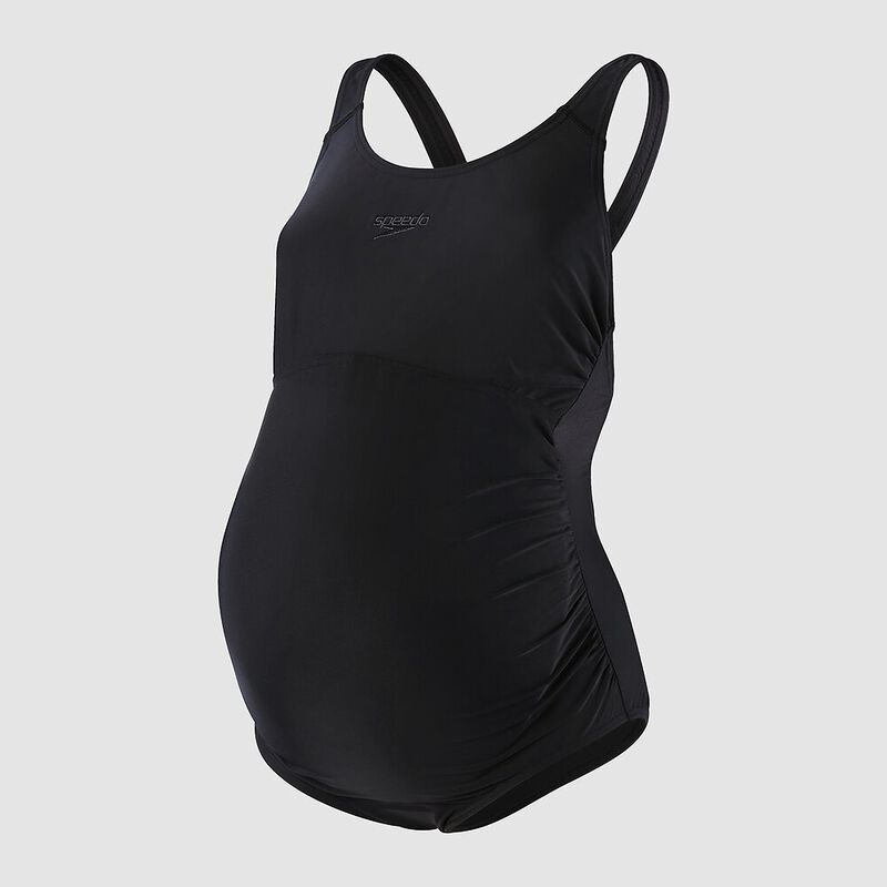 Womens Maternity Fitness One Piece, Black, hi-res image number 6