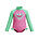 Toddler Girl Digital Long Sleeve Frill Swimsuit, Neon Bubblegum, swatch