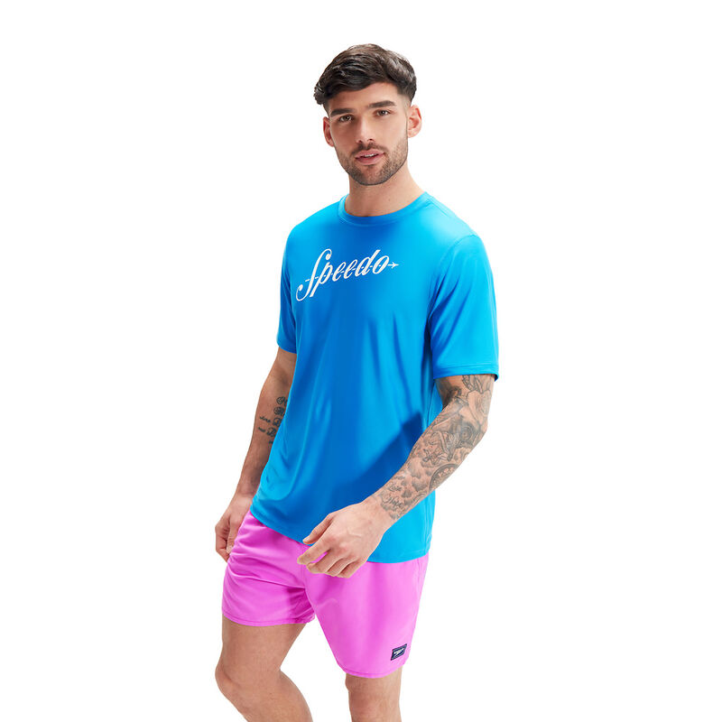 Mens Printed Ss Swim Tee