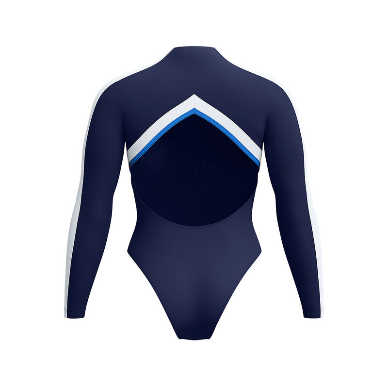 Womens Long Sleeve Zip One Piece Navy, Peacoat, hi-res image number 8