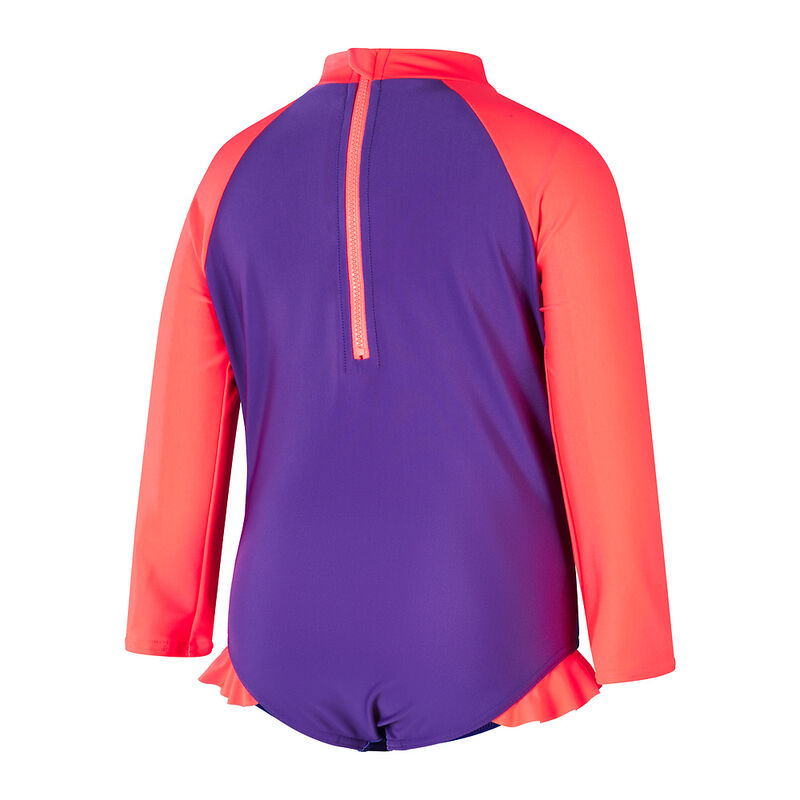 Toddler Girls Digital Long Sleeve Frill Swimsuit, Desire/Kiki Pink/Calibe, hi-res image number 2